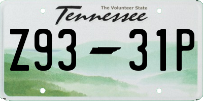 TN license plate Z9331P