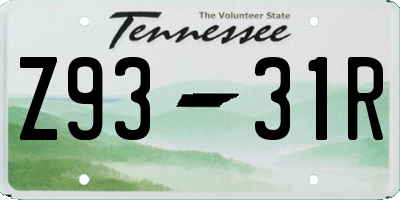 TN license plate Z9331R