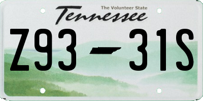 TN license plate Z9331S