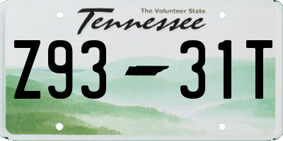 TN license plate Z9331T