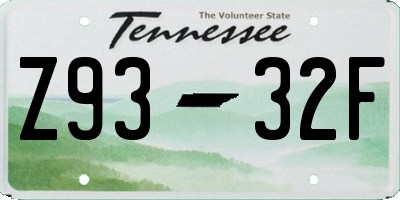 TN license plate Z9332F