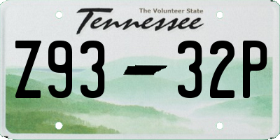 TN license plate Z9332P