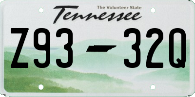 TN license plate Z9332Q