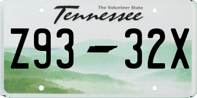 TN license plate Z9332X