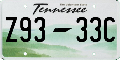 TN license plate Z9333C