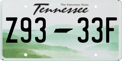TN license plate Z9333F