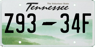 TN license plate Z9334F