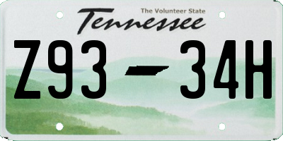 TN license plate Z9334H