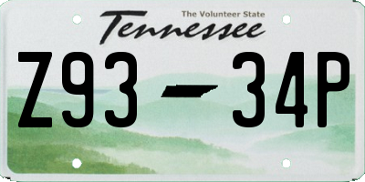 TN license plate Z9334P