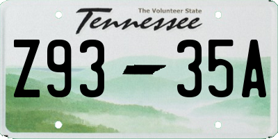 TN license plate Z9335A