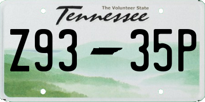 TN license plate Z9335P