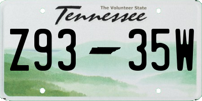 TN license plate Z9335W