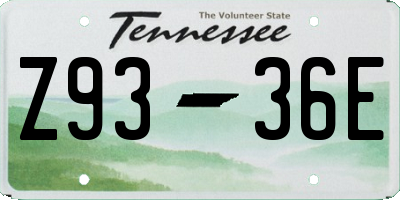 TN license plate Z9336E