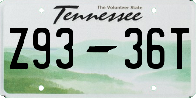 TN license plate Z9336T