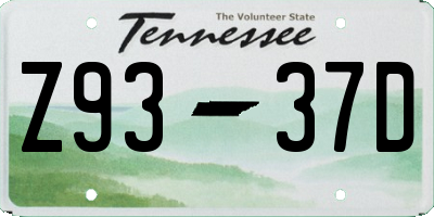 TN license plate Z9337D