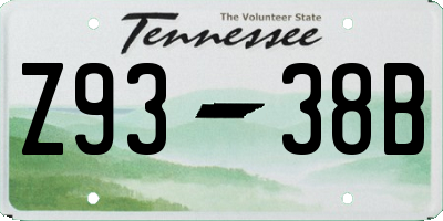 TN license plate Z9338B