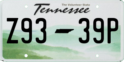 TN license plate Z9339P
