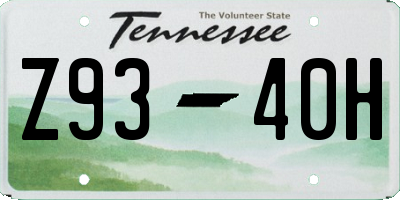 TN license plate Z9340H
