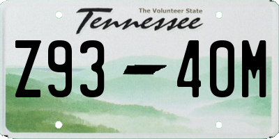 TN license plate Z9340M