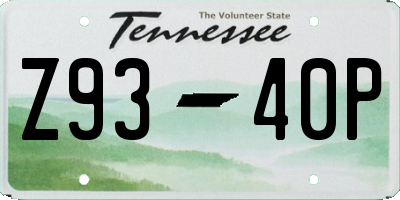 TN license plate Z9340P