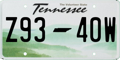 TN license plate Z9340W