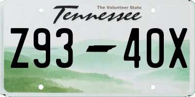 TN license plate Z9340X