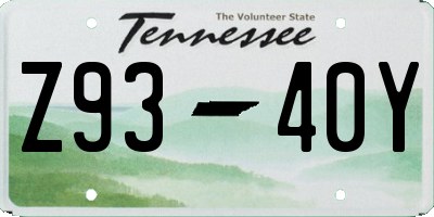 TN license plate Z9340Y