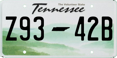 TN license plate Z9342B