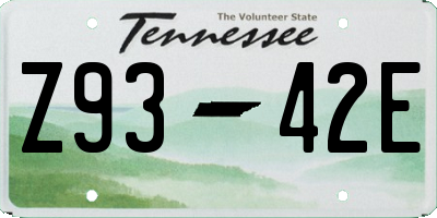 TN license plate Z9342E
