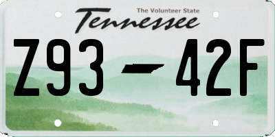 TN license plate Z9342F