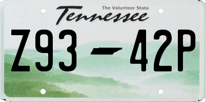 TN license plate Z9342P