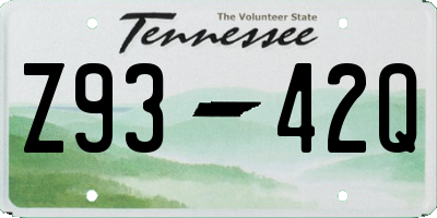 TN license plate Z9342Q