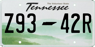 TN license plate Z9342R