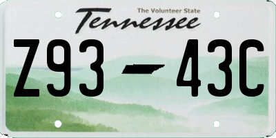 TN license plate Z9343C