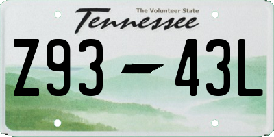 TN license plate Z9343L