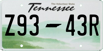 TN license plate Z9343R