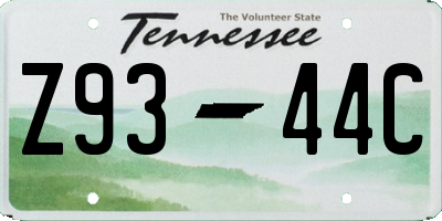 TN license plate Z9344C