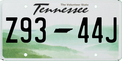 TN license plate Z9344J