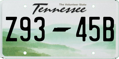 TN license plate Z9345B