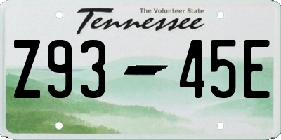 TN license plate Z9345E