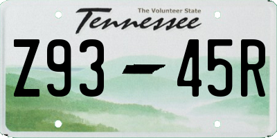 TN license plate Z9345R