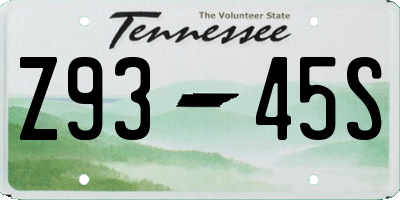 TN license plate Z9345S