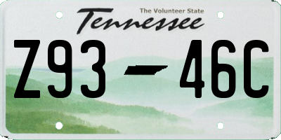 TN license plate Z9346C