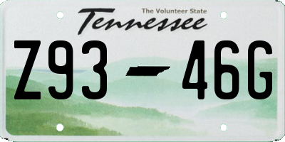 TN license plate Z9346G