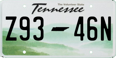 TN license plate Z9346N