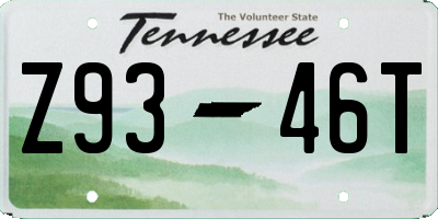 TN license plate Z9346T