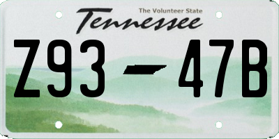 TN license plate Z9347B