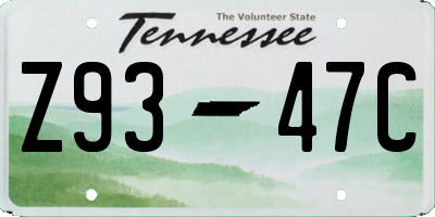 TN license plate Z9347C