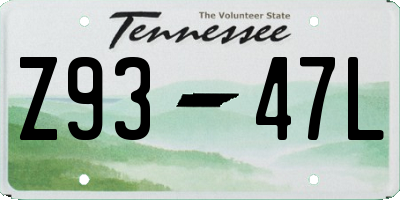 TN license plate Z9347L