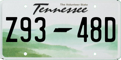 TN license plate Z9348D